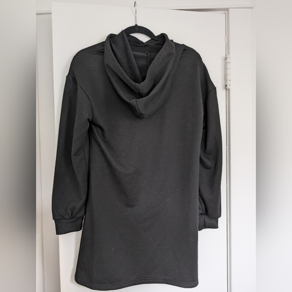 NWOT ZAFUL Cutout Drop Shoulder Mini Sweater Hoodie Dress Black Size M - Picture 5 of 5